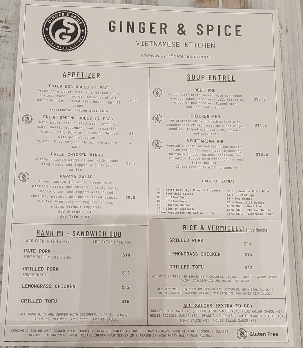 Ginger & Spice Menu-1